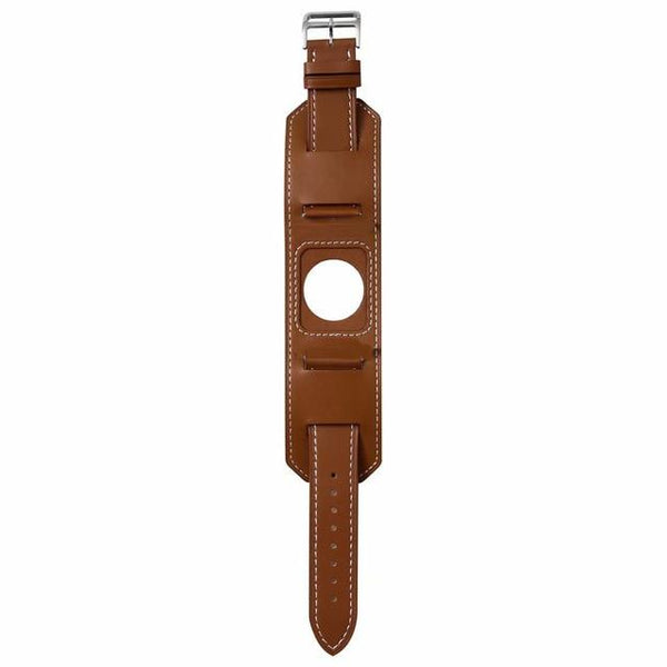 20mm 22mm Brown / Black Leather Cuff Bracelet [W039]