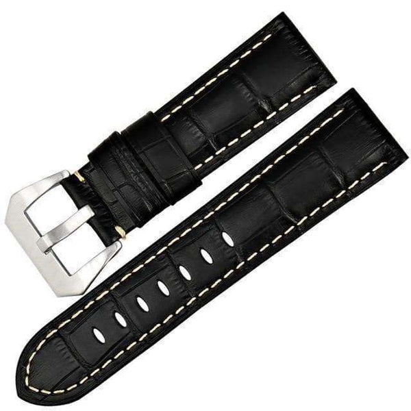 22mm 24mm 26mm Blue / Brown / Black Leather Watch Strap with Silver / Black Buckle [W007]