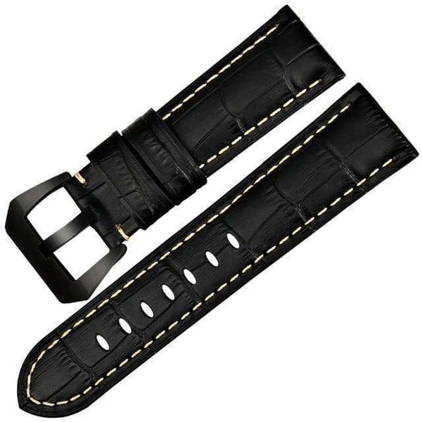 22mm 24mm 26mm Blue / Brown / Black Leather Watch Strap with Silver / Black Buckle [W007]