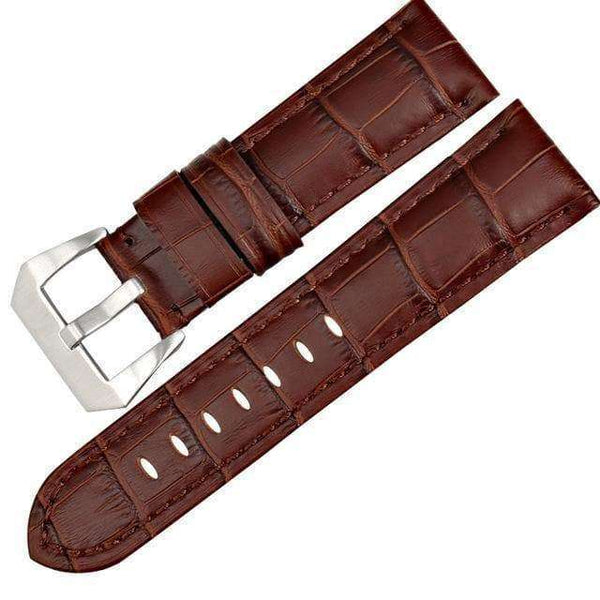 22mm 24mm 26mm Blue / Brown / Black Leather Watch Strap with Silver / Black Buckle [W007]