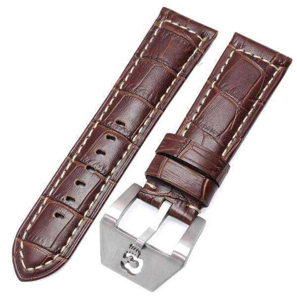22mm 24mm Alligator Pattern Leather Watch Strap with Custom Buckle [W134]