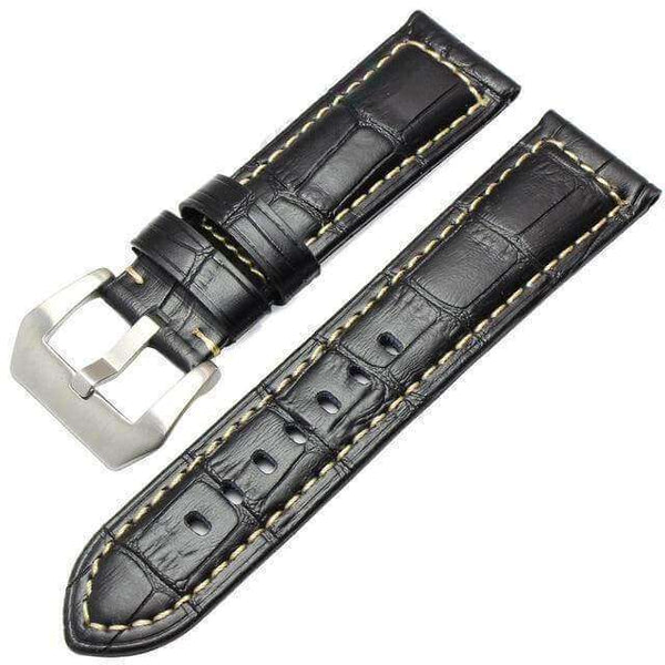 22mm 24mm Alligator Pattern Leather Watch Strap with Custom Buckle [W134]