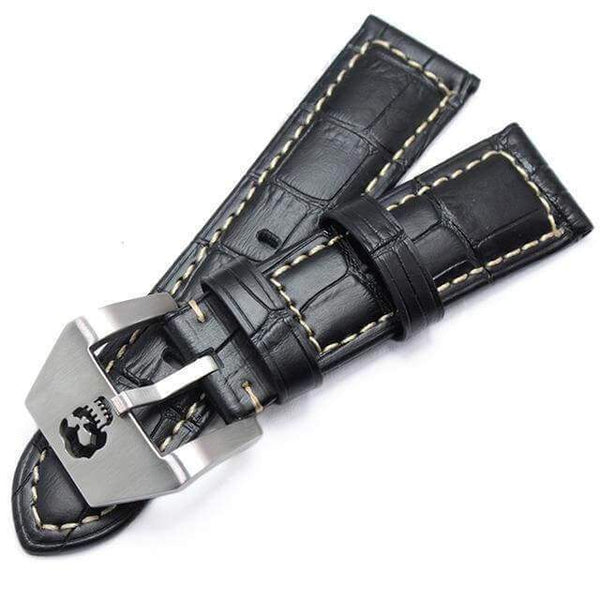22mm 24mm Alligator Pattern Leather Watch Strap with Custom Buckle [W134]
