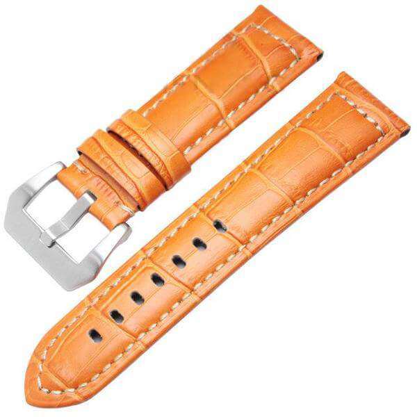 22mm 24mm Alligator Pattern Leather Watch Strap with Custom Buckle [W134]