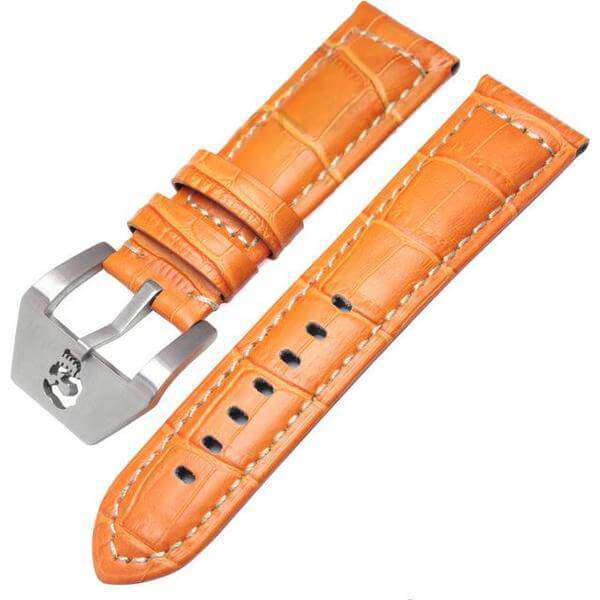 22mm 24mm Alligator Pattern Leather Watch Strap with Custom Buckle [W134]