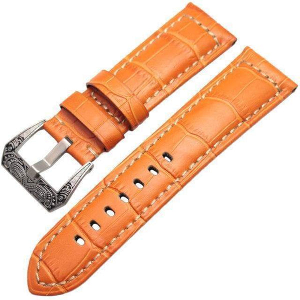 22mm 24mm Alligator Pattern Leather Watch Strap with Custom Buckle [W134]