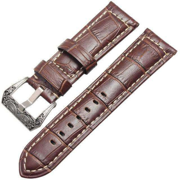 22mm 24mm Alligator Pattern Leather Watch Strap with Custom Buckle [W134]