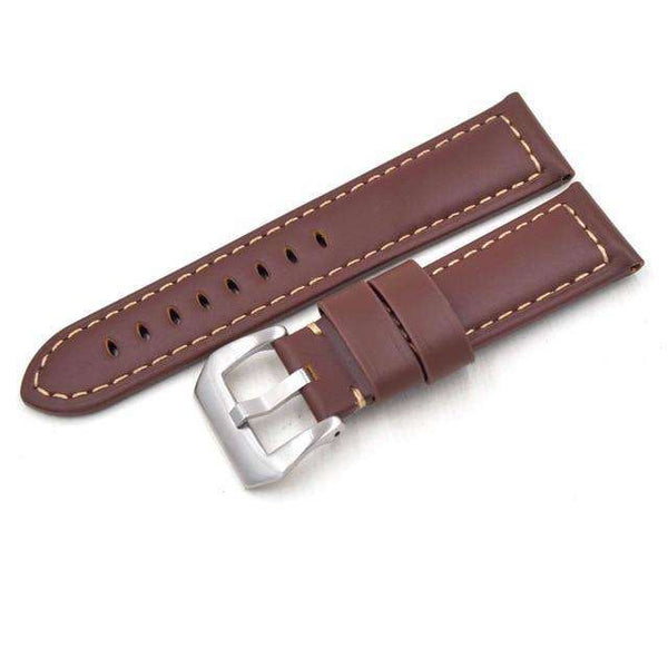 22mm 24mm Blue / Green / Tan / Brown / Black Leather Watch Strap with Silver / Black Buckle [W103]
