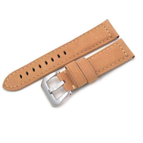 22mm 24mm Blue / Green / Tan / Brown / Black Leather Watch Strap with Silver / Black Buckle [W103]