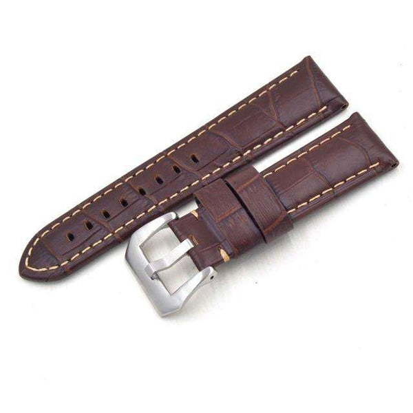 22mm 24mm Blue / Green / Tan / Brown / Black Leather Watch Strap with Silver / Black Buckle [W103]