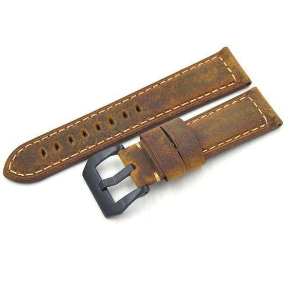 22mm 24mm Blue / Green / Tan / Brown / Black Leather Watch Strap with Silver / Black Buckle [W103]