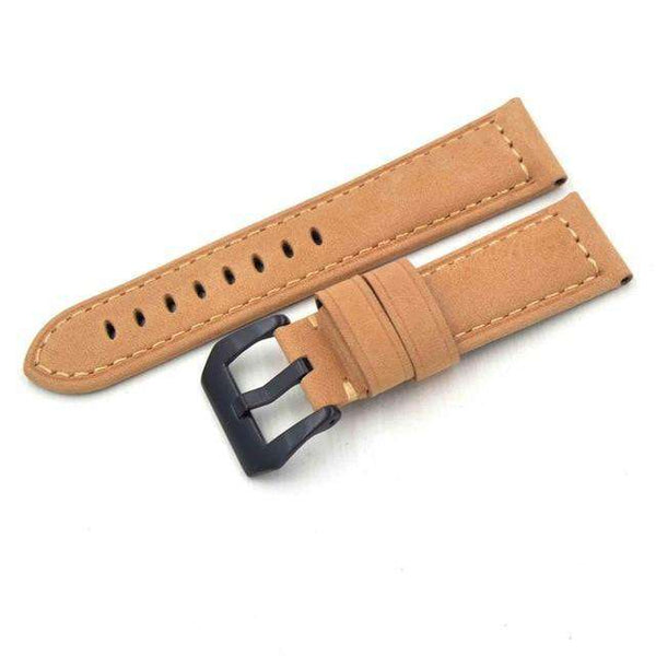 22mm 24mm Blue / Green / Tan / Brown / Black Leather Watch Strap with Silver / Black Buckle [W103]