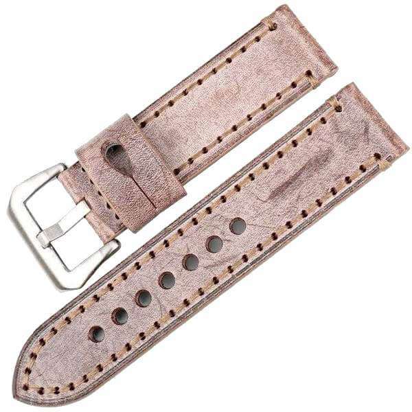 22mm 24mm Orange / Red / Blue / Green / Brown / Grey Leather Watch Strap [W068]