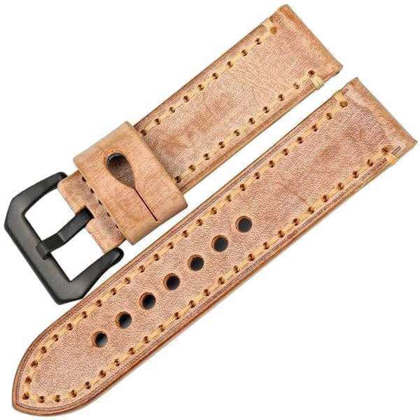 22mm 24mm Orange / Red / Blue / Green / Brown / Grey Leather Watch Strap [W068]