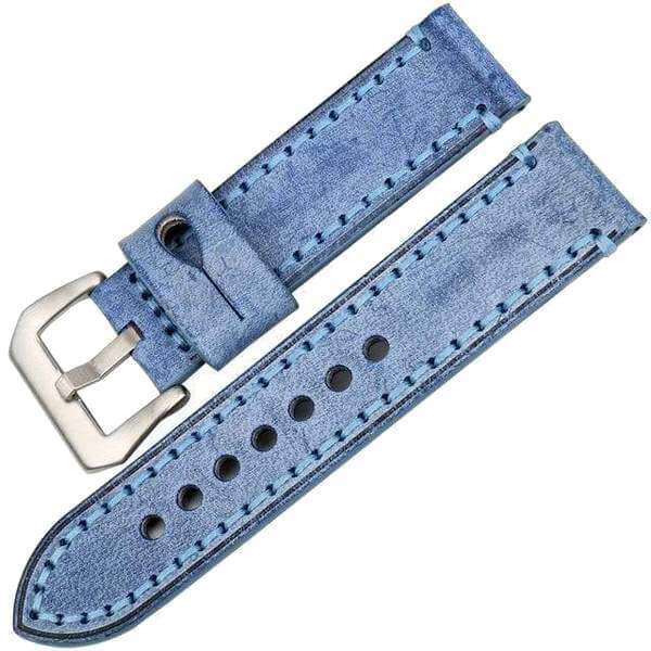 22mm 24mm Orange / Red / Blue / Green / Brown / Grey Leather Watch Strap [W068]