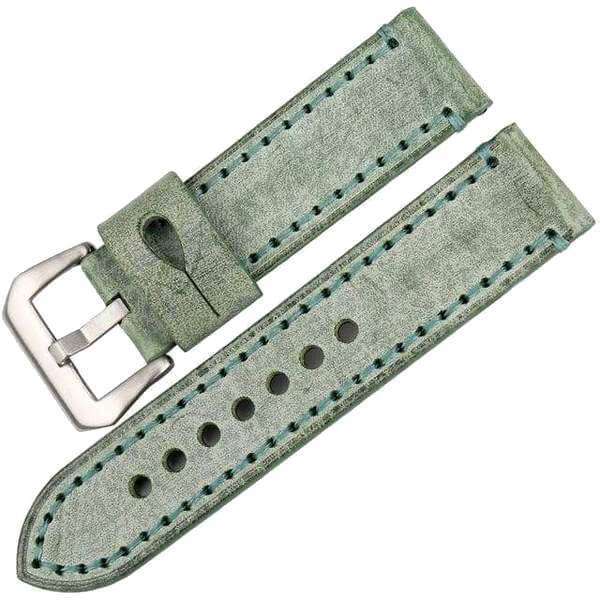 22mm 24mm Orange / Red / Blue / Green / Brown / Grey Leather Watch Strap [W068]