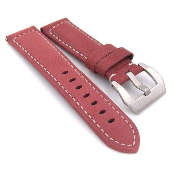 22mm 24mm Red / Blue / Green / Brown / Black Leather Watch Strap [W097]