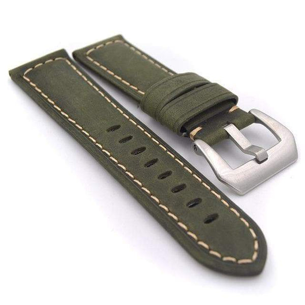 22mm 24mm Red / Blue / Green / Brown / Black Leather Watch Strap [W097]