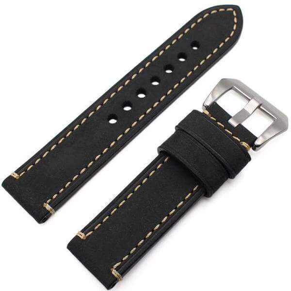 22mm 24mm Soft Leather Watch Strap with Custom Buckle [W040]