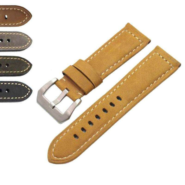 Goldenrod 22mm 24mm Soft Leather Watch Strap with Custom Buckle [W040]