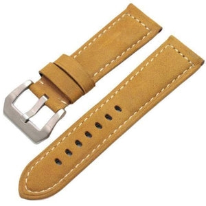 22mm 24mm Soft Leather Watch Strap with Custom Buckle [W040]