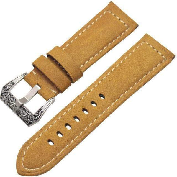 22mm 24mm Soft Leather Watch Strap with Custom Buckle [W040]