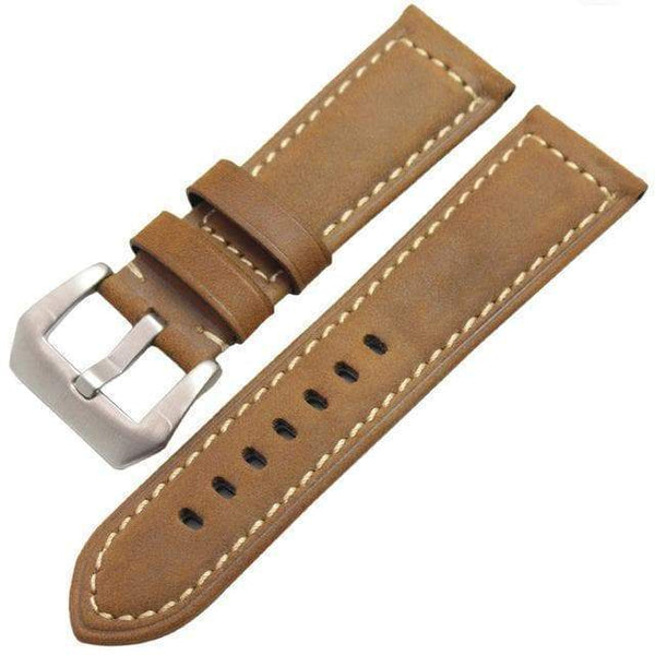 22mm 24mm Soft Leather Watch Strap with Custom Buckle [W040]