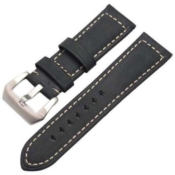 22mm 24mm Soft Leather Watch Strap with Custom Buckle [W040]