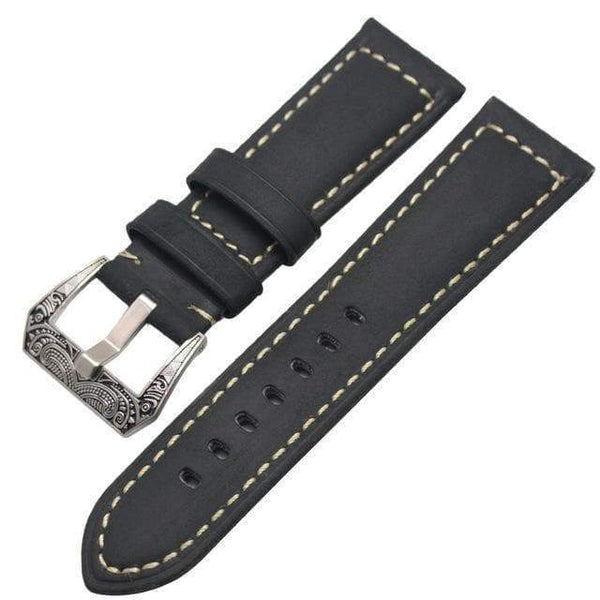 22mm 24mm Soft Leather Watch Strap with Custom Buckle [W040]
