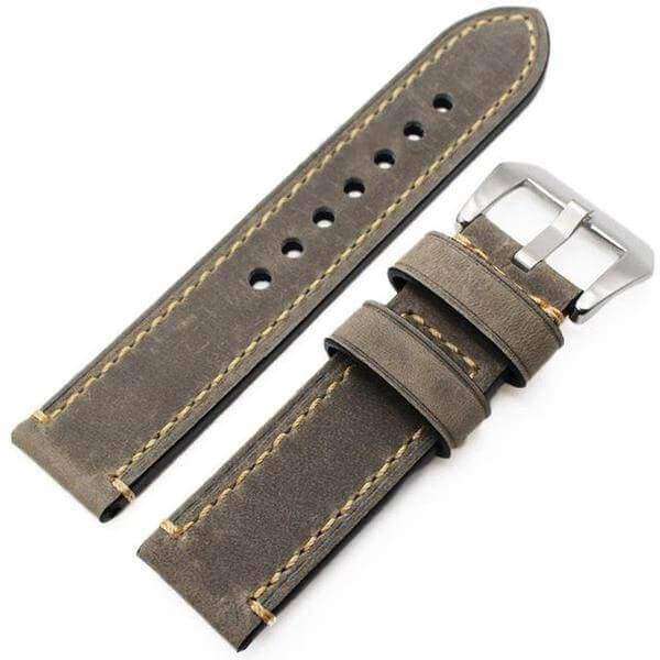 22mm 24mm Soft Leather Watch Strap with Custom Buckle [W040]