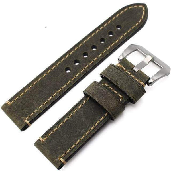 22mm 24mm Soft Leather Watch Strap with Custom Buckle [W040]