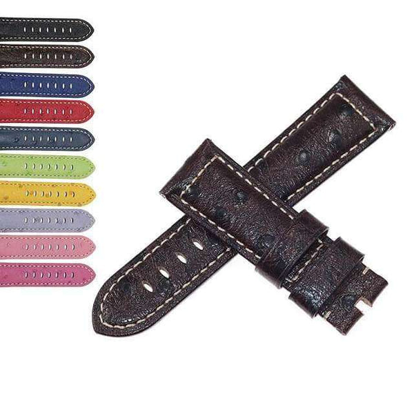 Dark Slate Gray 22mm 24mm Yellow / Red / Pink / Blue / Green / Brown / Black Ostrich Watch Strap [W066]