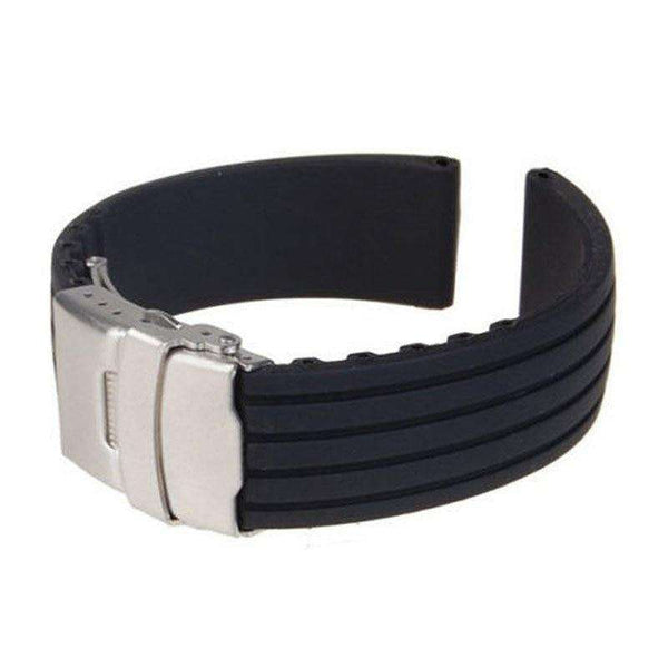 22mm Black Rubber Watch Strap [W034]