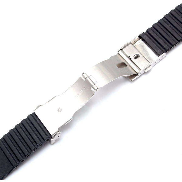 22mm Black Rubber Watch Strap [W034]
