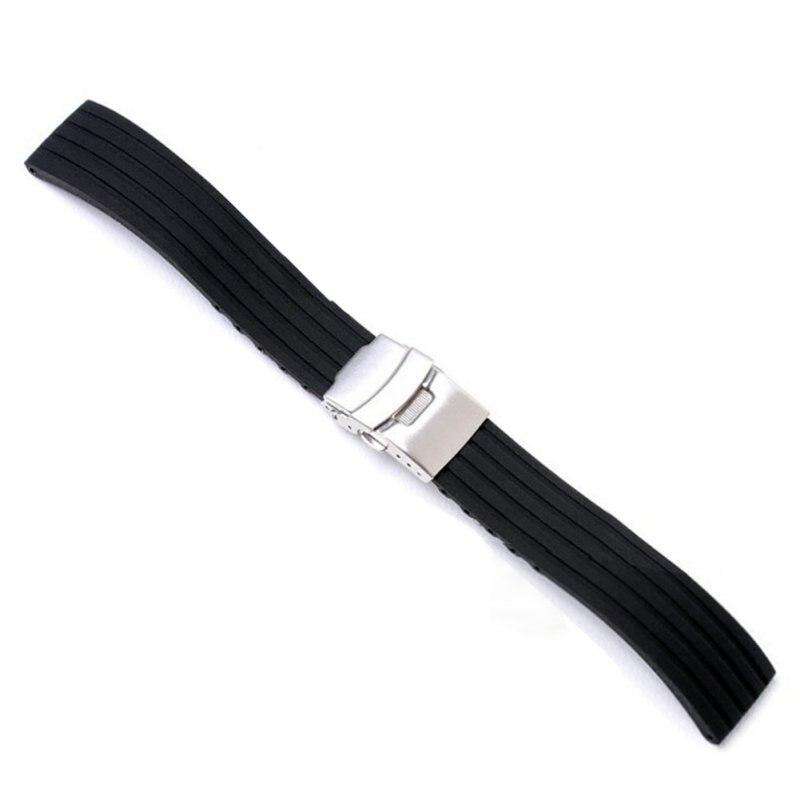 22mm Black Rubber Watch Strap [W034]