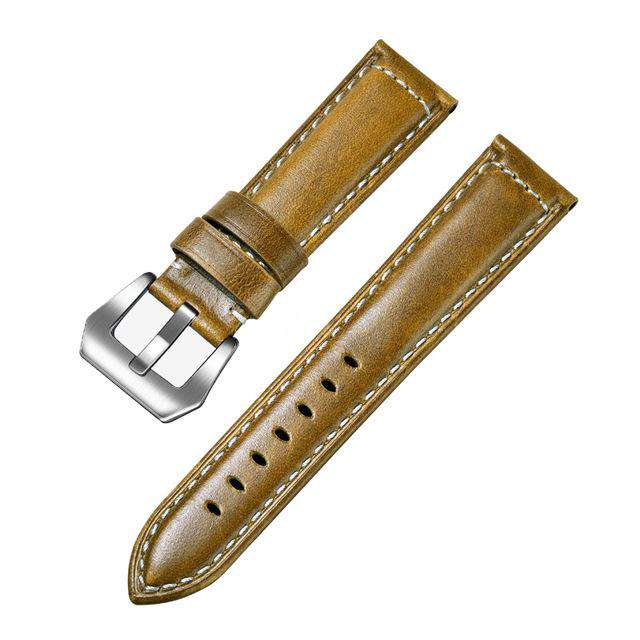 22mm Yellow / Red / Blue / Brown Leather Watch Strap [W153]