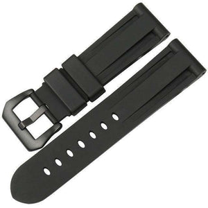 Dark Slate Gray 24mm Black Rubber Strap with Silver / Black Buckle [W110]