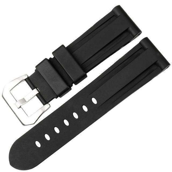 Dark Slate Gray 24mm Black Rubber Strap with Silver / Black Buckle [W110]