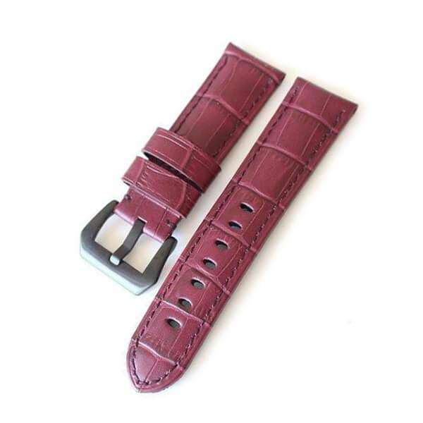 24mm Orange / Red / Pink / Blue / Purple / Green Leather Watch Strap with Black Buckle [W099]