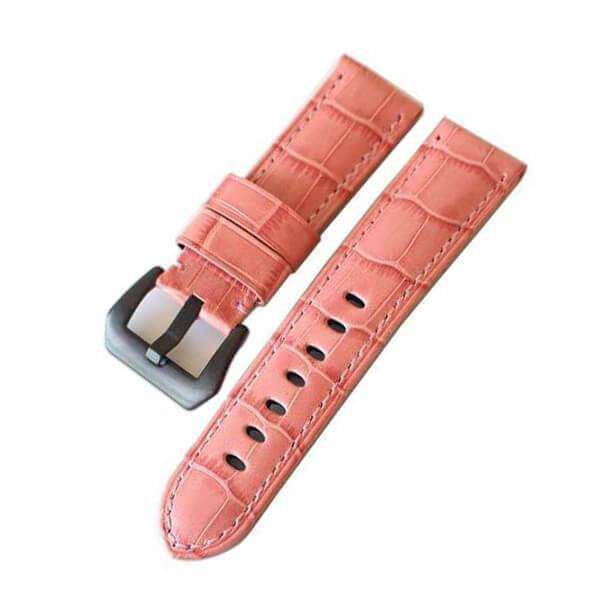 24mm Orange / Red / Pink / Blue / Purple / Green Leather Watch Strap with Black Buckle [W099]
