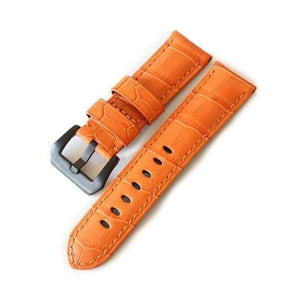 24mm Orange / Red / Pink / Blue / Purple / Green Leather Watch Strap with Black Buckle [W099]