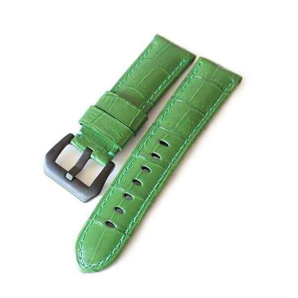 24mm Orange / Red / Pink / Blue / Purple / Green Leather Watch Strap with Black Buckle [W099]