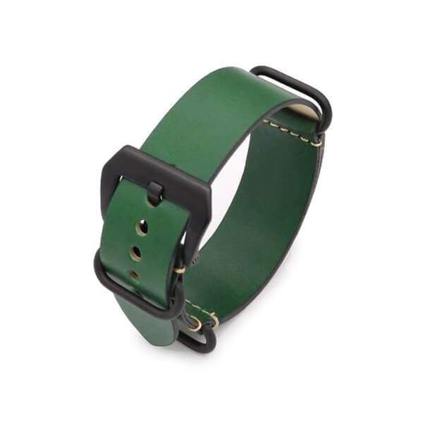 24mm Vintage Red / Green / Brown / Black Leather NATO Watch Strap with Silver / Black Buckle [W089]
