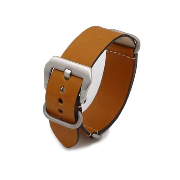 24mm Vintage Red / Green / Brown / Black Leather NATO Watch Strap with Silver / Black Buckle [W089]