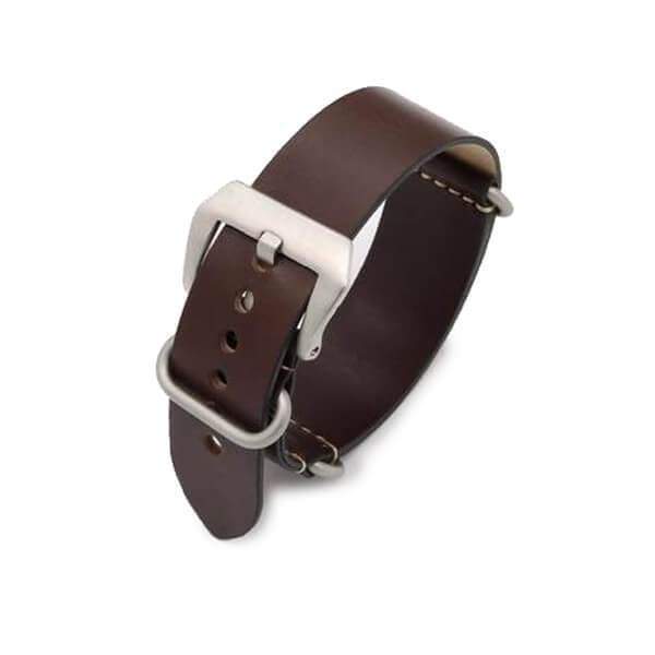 24mm Vintage Red / Green / Brown / Black Leather NATO Watch Strap with Silver / Black Buckle [W089]