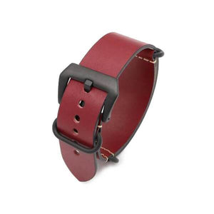 24mm Vintage Red / Green / Brown / Black Leather NATO Watch Strap with Silver / Black Buckle [W089]