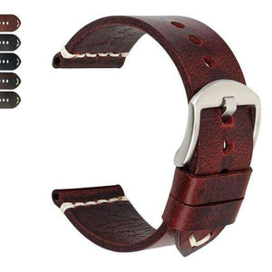 Dark Slate Gray 20mm 22mm 24mm Red / Blue / Green / Brown / Black Leather Watch Strap [W008]