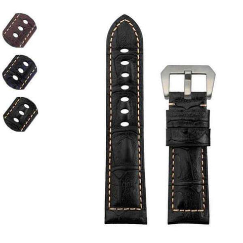 Dark Slate Gray 24mm Blue / Brown / Black Leather Watch Strap [W059]