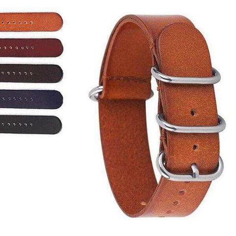 Saddle Brown 14mm 16mm 18mm 20mm 22mm 24mm Red / Blue / Brown / Black ZULU Leather Watch Strap [W169]