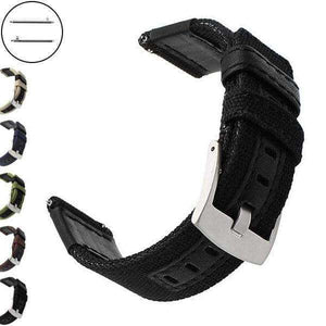 Black 22mm Blue / Green / Brown / Black Nylon with Leather Watch Strap with Quick Release Pin [W096]